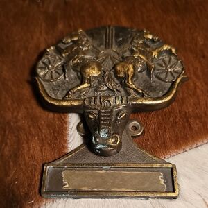 Antique Brass Bull Wall Hook